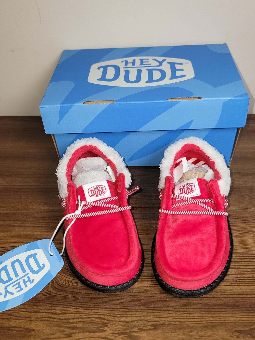 Hey Dude Wally Santa Claus  Fleece-Lined Loafers - Size 7 Toddler
